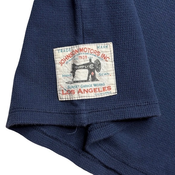 Johnson Motors type b-38 long sleeve thermal Henley navy blue shirt - Picture 6 of 8